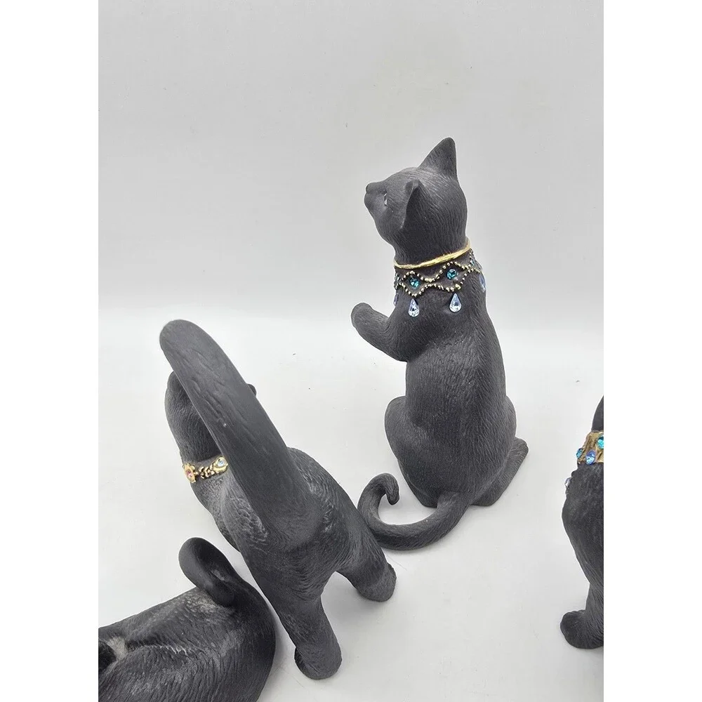 Set of 4 Lenox Jeweled Black Cat Collection